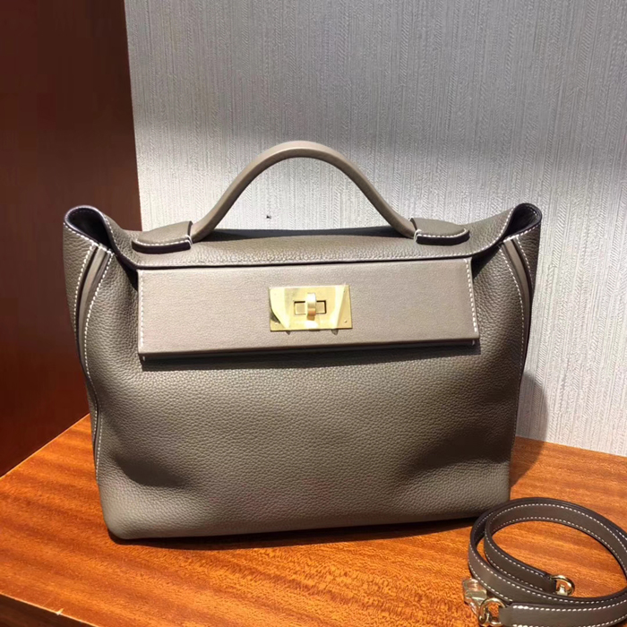 Hermes 24/24 Bag Grey Swift & Togo Gold Hardware