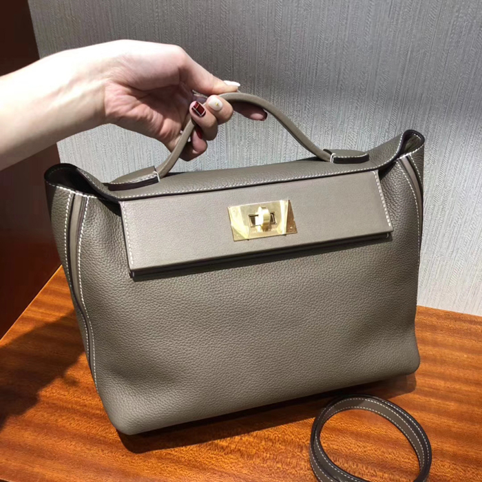 Hermes 24/24 Bag Grey Swift & Togo Gold Hardware