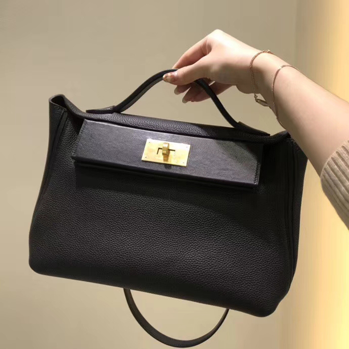 Hermes 2424 Bag Black Swift & Togo Gold Hardware