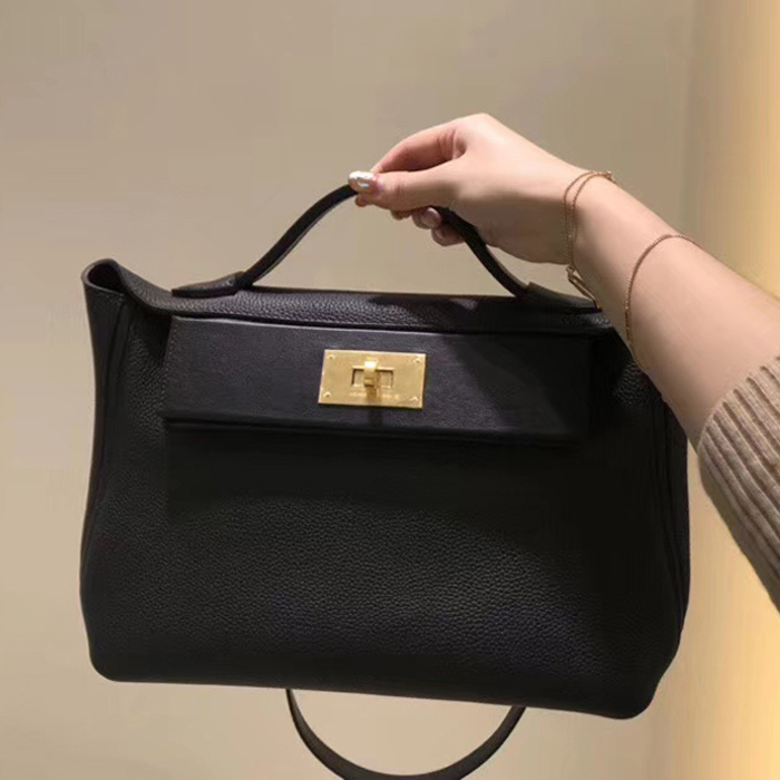 Hermes 2424 Bag Black Swift & Togo Gold Hardware