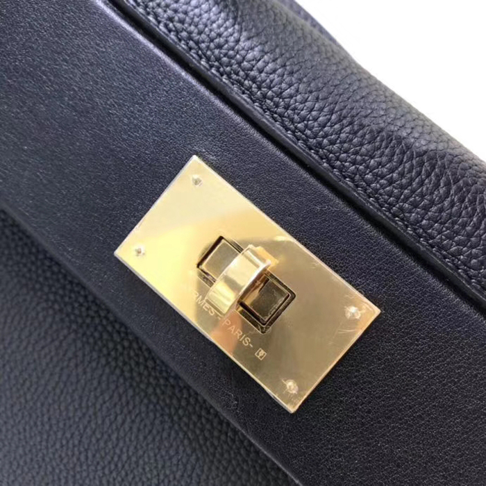 Hermes 2424 Bag Black Swift & Togo Gold Hardware