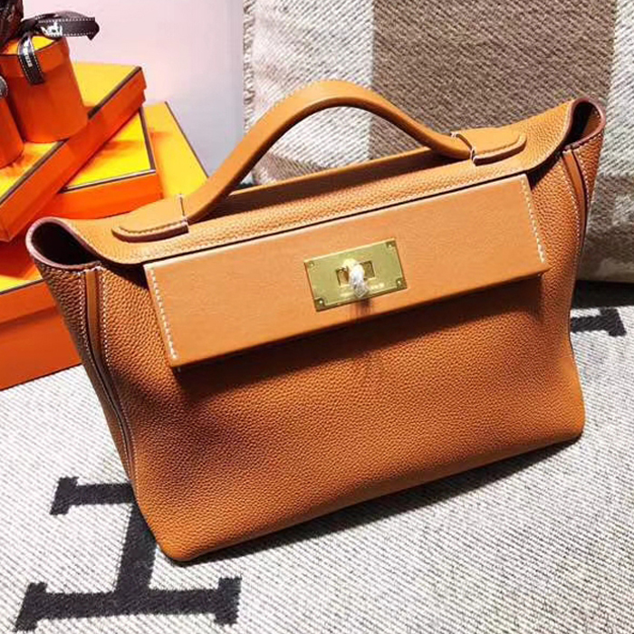 Hermes 24/24 Bag 35cm Orange Swift & Togo Gold Hardware