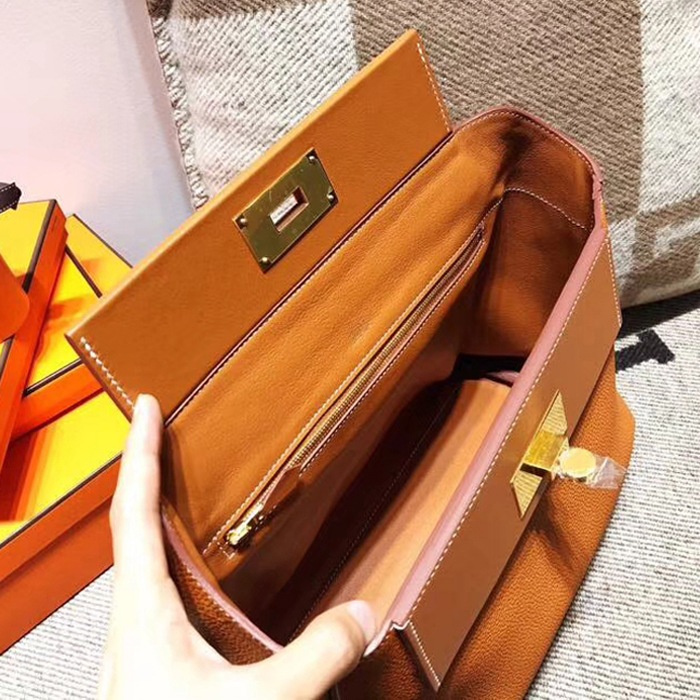 Hermes 24/24 Bag 35cm Orange Swift & Togo Gold Hardware