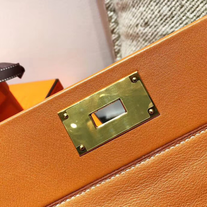 Hermes 24/24 Bag 35cm Orange Swift & Togo Gold Hardware