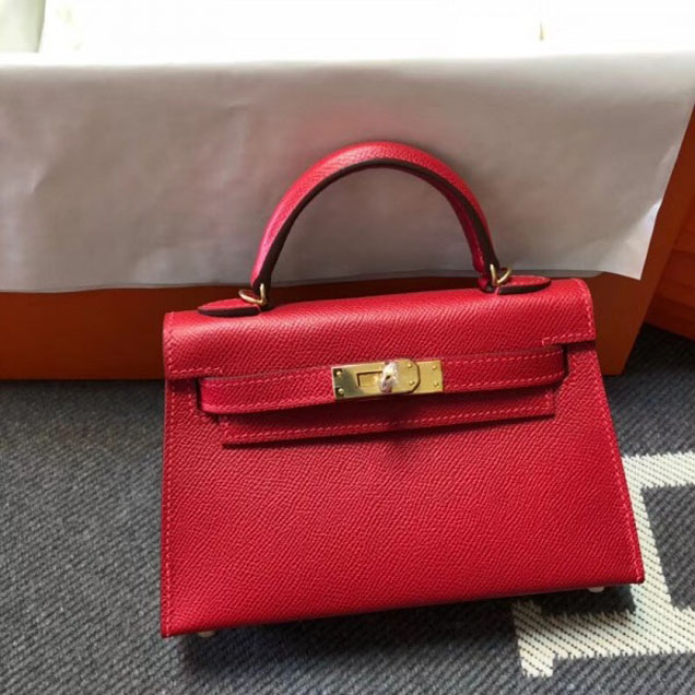 Hermes Kelly 20 Mini II Bag Original Epsom Leather Cerise 2018