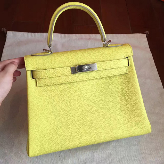 Hermes Kelly 28cm Bag Lemon Yellow Togo Leather