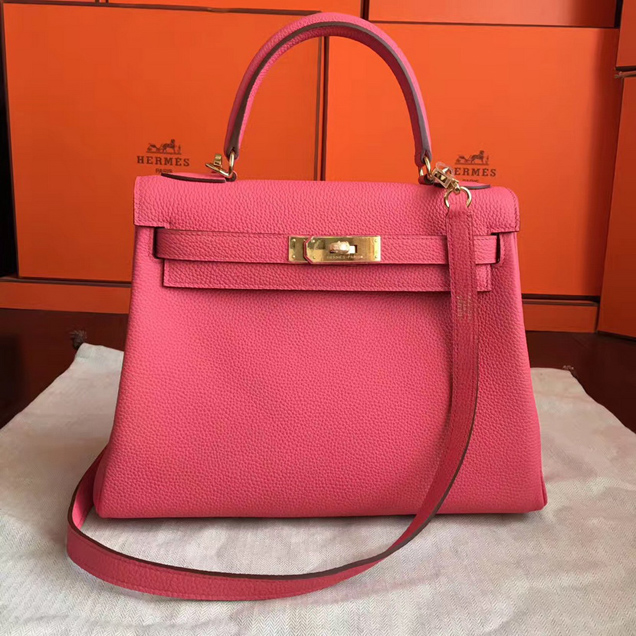 Hermes Kelly 28cm Bag Pink Taurillon Clemence Leather