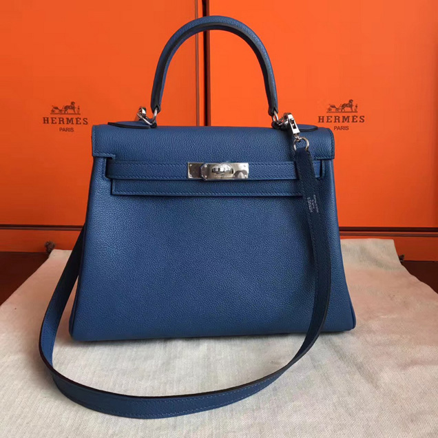 Hermes Kelly 28cm Bag Sapphire Togo Leather