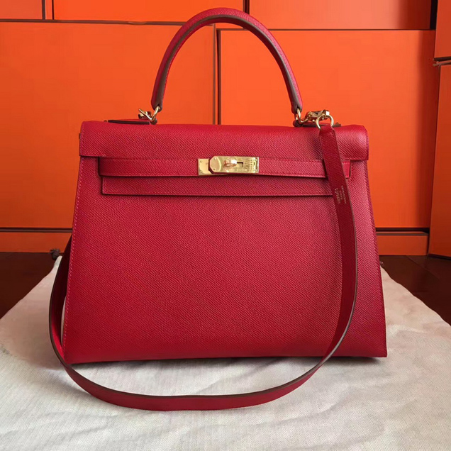 Hermes Kelly 32cm Bag Red Epsom Leather