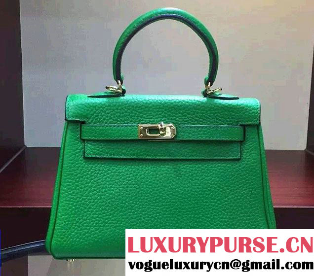 Hermes Clemence Leather Kelly 20cm Mini Bag Green 2016