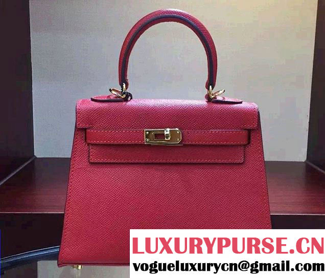 Hermes Epsom Leather Kelly 20cm Mini Bag Red 2016