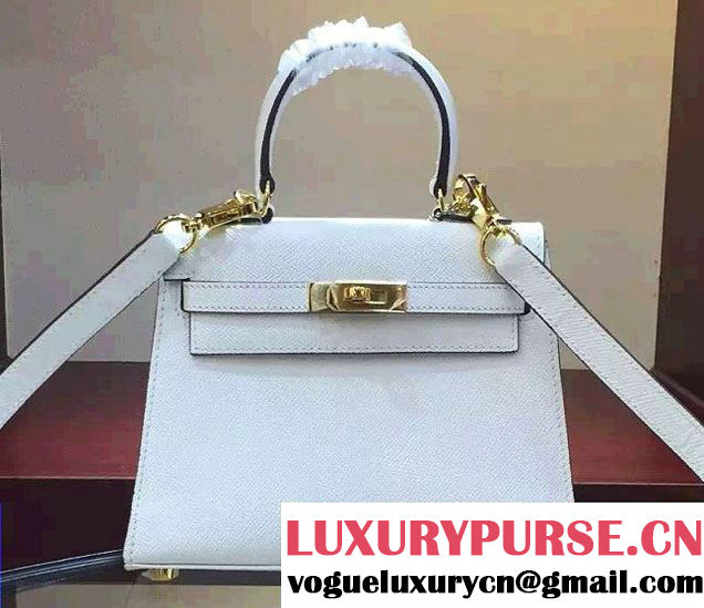 Hermes Epsom Leather Kelly 20cm Mini Bag White 2016