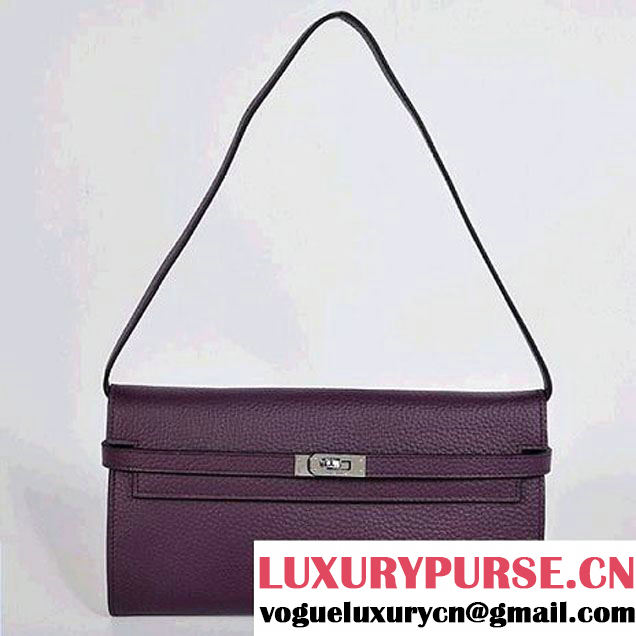 Hermes Kelly 26CM Shoulder Bag Clemence Purple