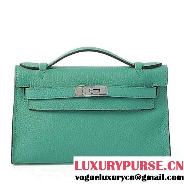 Hermes Kelly 22cm Clemence Leather Green