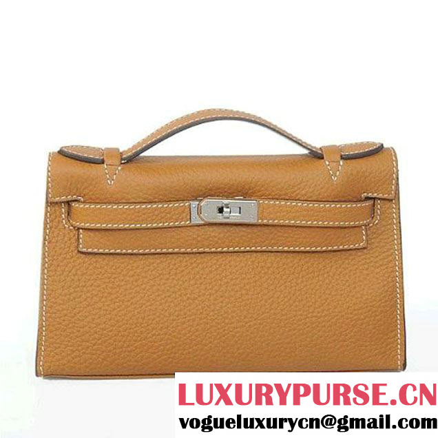 Hermes Kelly 22cm Clemence Leather Camel