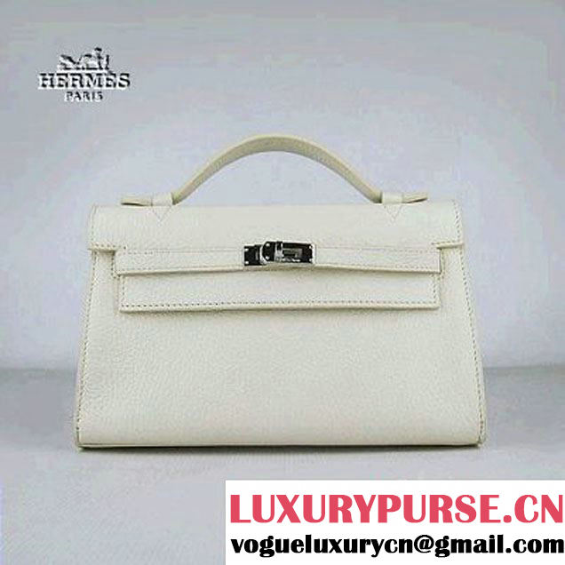 Hermes Kelly 22cm France Leather Handbag Beige H008