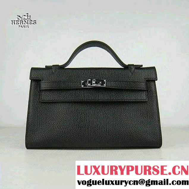 Hermes Kelly 22cm cattle neck stripe black bags H008