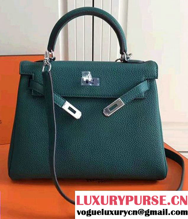 Hermes Kelly 25cm In Original Calfskin Leather Bag Ice Green