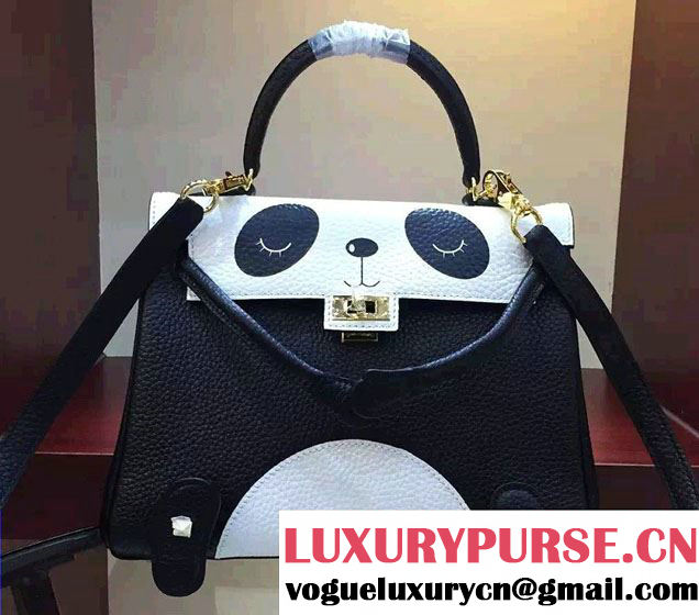 Hermes Kelly 28cm Clemence Leather Panda Bag 2016