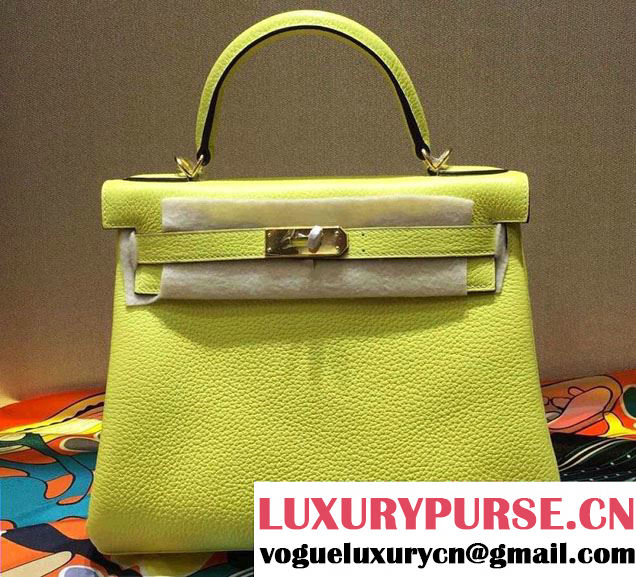 Hermes Kelly 28cm/32cm Bag in Original Togo Leather Yellow