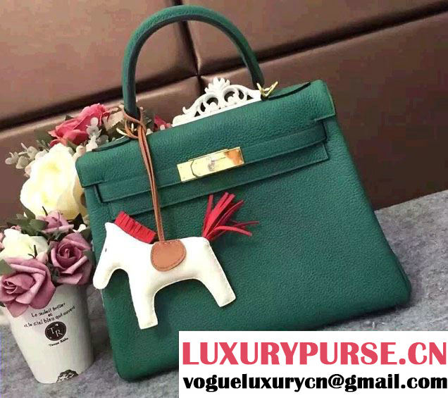 Hermes Kelly 28cm/32cm Bag in Original Togo Leather Green