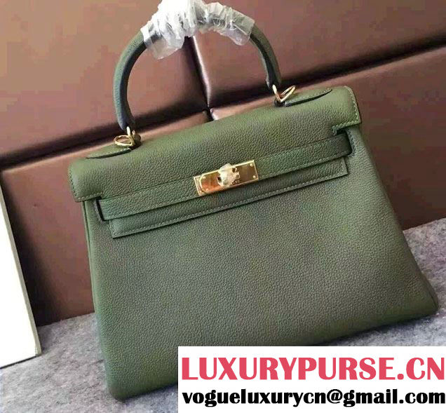 Hermes Kelly 28cm/32cm Bag in Original Togo Leather Army Green