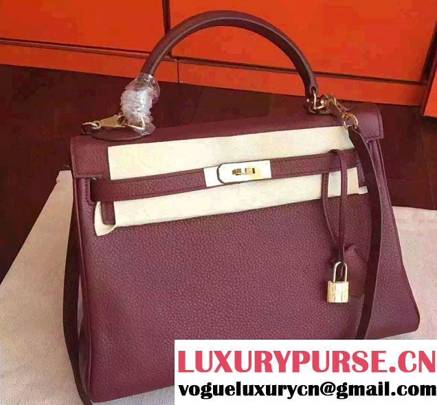 Hermes Kelly 28cm/32cm Bag in Original Togo Leather Date Red