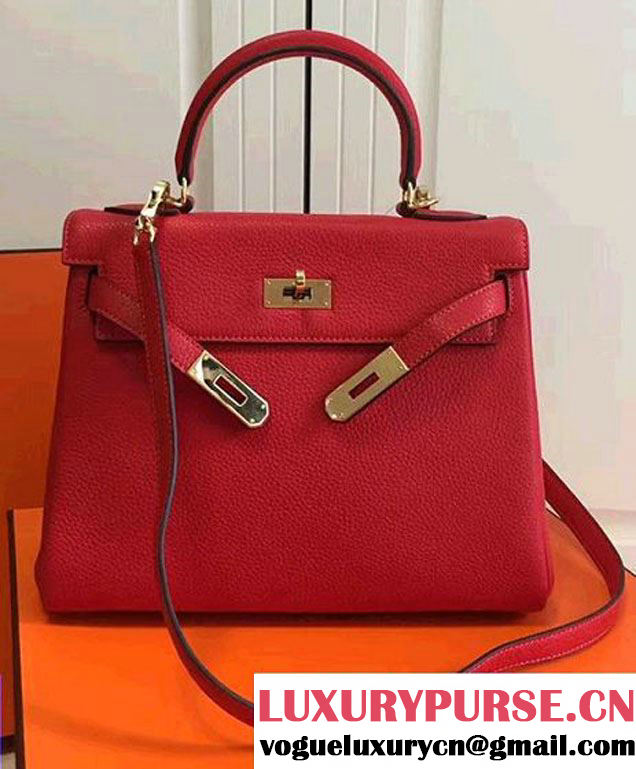 Hermes Kelly 28CM/32CM Bag In Togo Leather With Gold Hardware Red