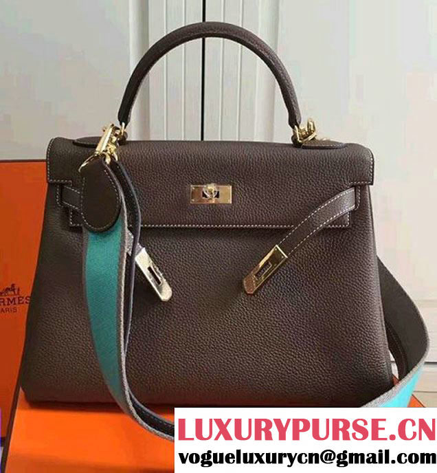 Hermes Kelly 32/28 Togo Leather With Amazon Strap Bag Khaki 2016