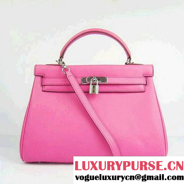 Hermes Kelly 32cm Bags Togo Leather 6108 Fuchsia Silver