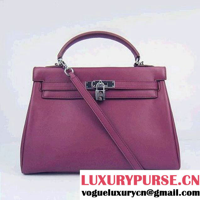 Hermes Kelly 32cm Togo Leather Handbags 6018 Bordeaux Silver