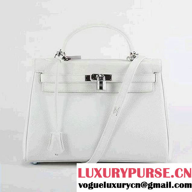 Hermes Kelly 32cm Togo Leather Handbags 6018 White Silver