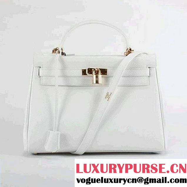 Hermes Kelly 32cm Togo Leather Handbags 6018 White Golden