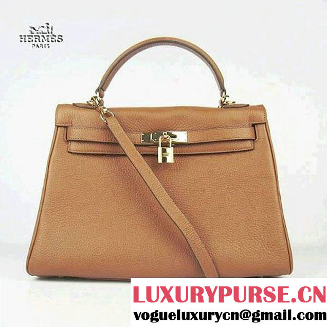 Hermes Kelly 32cm Togo Leather Bag Light Coffee 6108 Gold Hardware