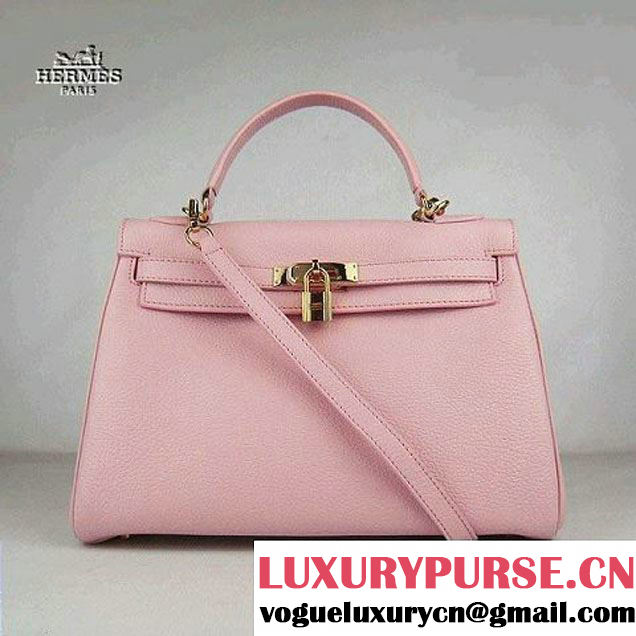 Hermes Kelly 32cm Togo Leather Bag Pink 6108 Gold Hardware