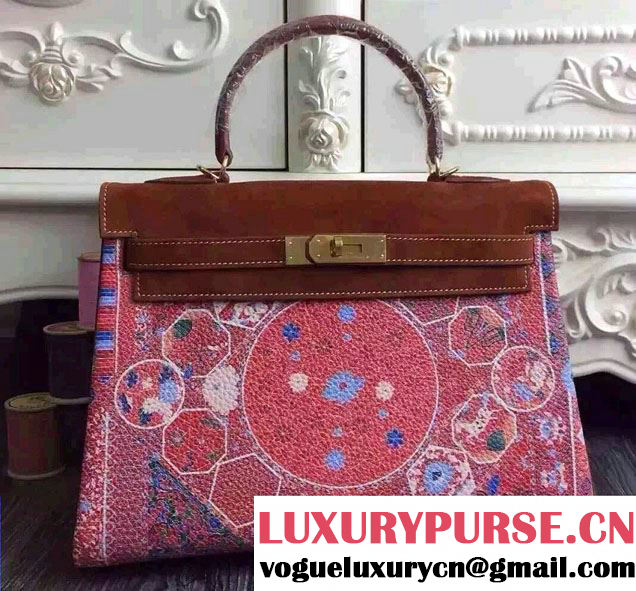 Hermes Kelly 32cm Bag in Original Leather Flowers 2016