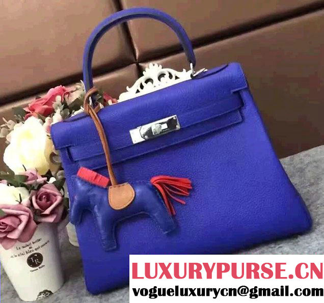 Hermes Kelly 28cm/32cm Bag in Original Togo Leather Blue