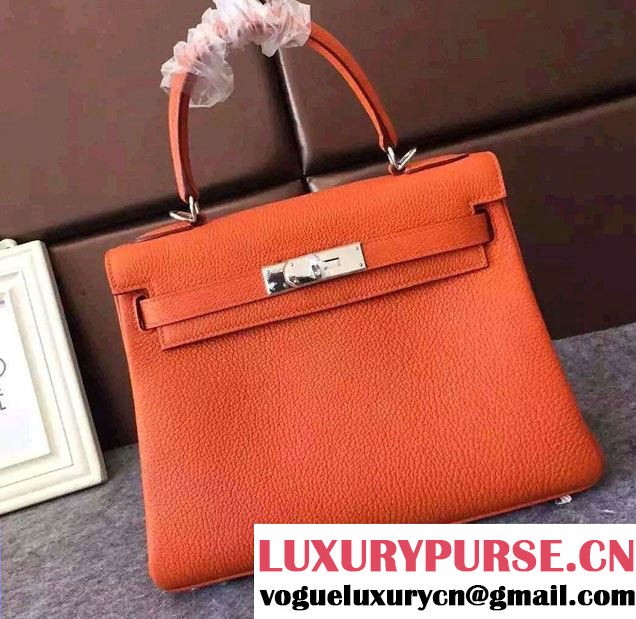 Hermes Kelly 28cm/32cm Bag in Original Togo Leather Orange