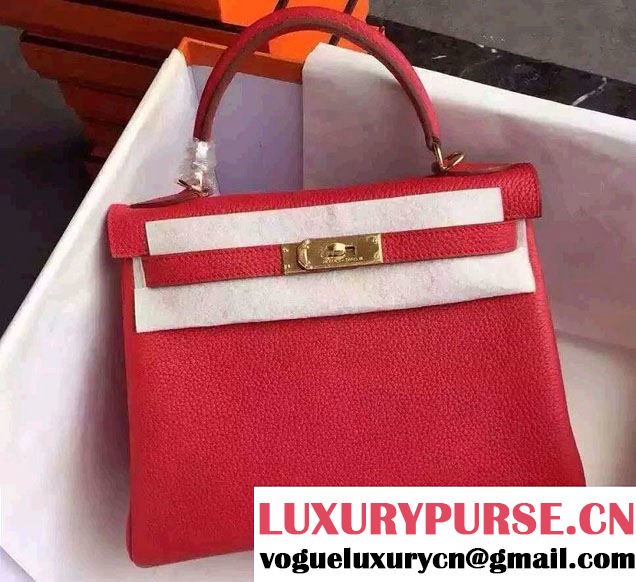 Hermes Kelly 28cm/32cm Bag in Original Togo Leather Red