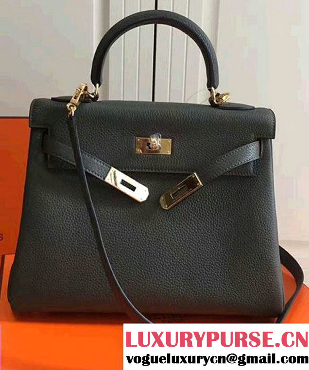 Hermes Kelly 28CM/32CM Bag In Togo Leather With Gold Hardware Dark Green