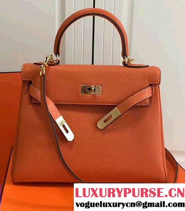 Hermes Kelly 28CM/32CM Bag In Togo Leather With Gold Hardware Orange