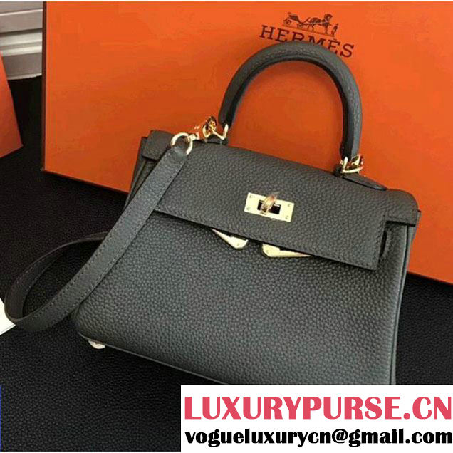 Hermes kelly 20cm Togo Calfskin Leather Bag Deep Grey (FL-7122360 )