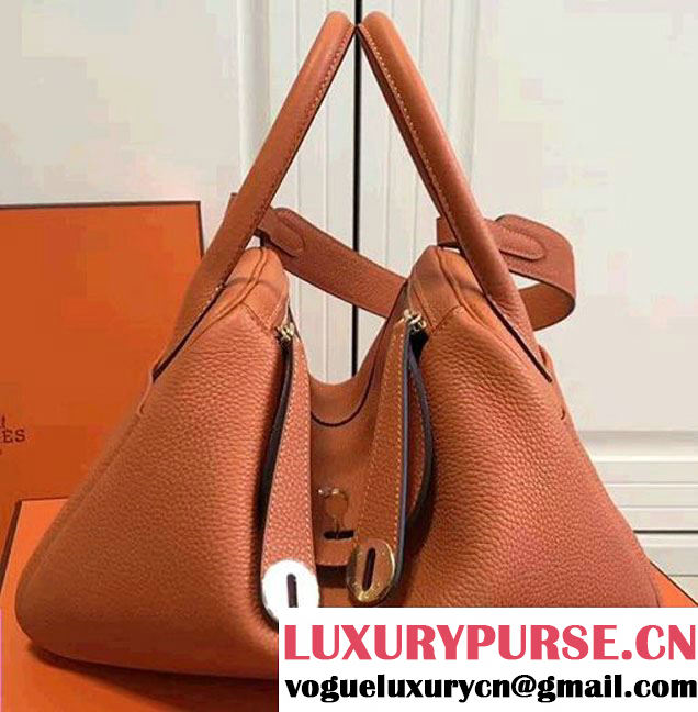 Hermes Leather Lindy 26/30cm Bag Orange