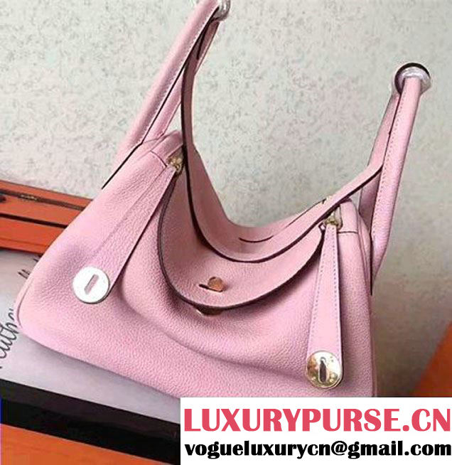 Hermes Lindy 26/30 Bag In Original Togo Leather Gold/Sliver Hardware Pink