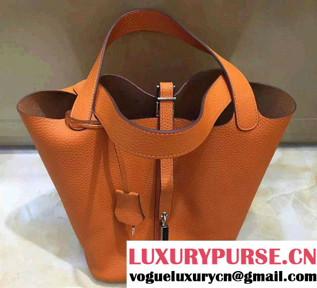 Hermes Togo Leather Picotin Lock Bag Orange