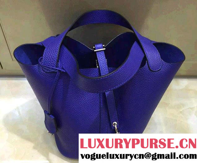 Hermes Togo Leather Picotin Lock Bag Blue