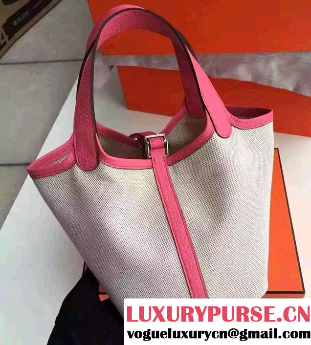 Hermes Canvas Picotin Lock PM/MM Bag Peach 2016