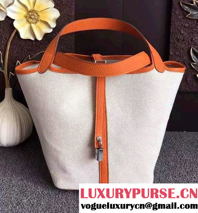 Hermes Canvas Picotin Lock PM/MM Bag Orange 2016