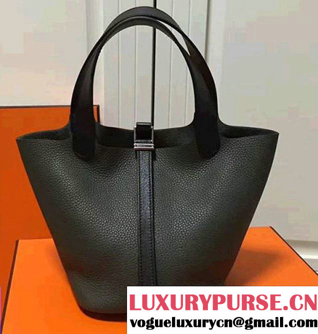 Hermes Original Togo Leather Picotin Lock PM/MM Bag Dark Green/Black