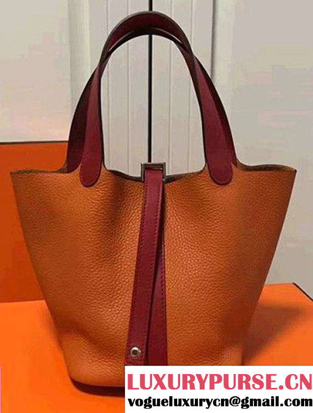 Hermes Original Togo Leather Picotin Lock PM/MM Bag Orange/Red